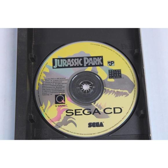 Jurassic Park (Sega CD, 1993) Back Box, cover art, and game disc only. - Picture 2 of 7